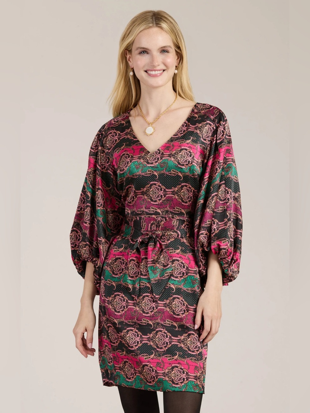 Tyler Boe Val Animal Paisley Silk Dress